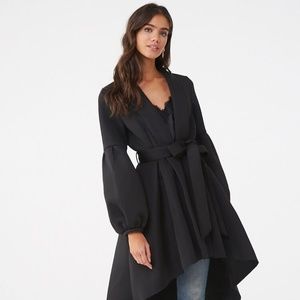 High-Low Belted Princess Coat Forever 21